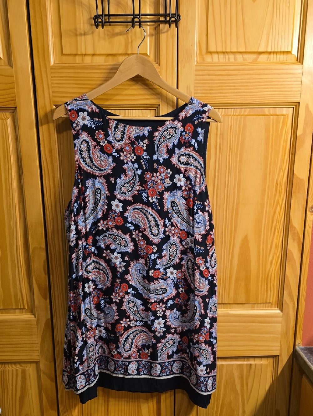 J. Jill Navy Paisley Floral Tunic with Orange Accents